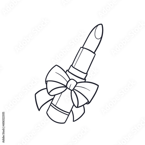 Hand drawn illustration of woman lipstick outline