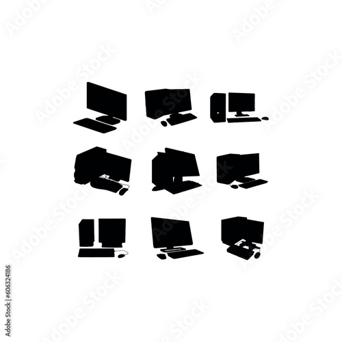 black computer illustration set design