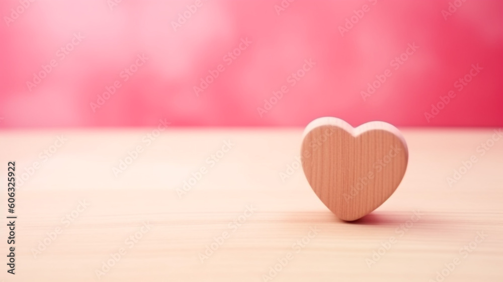 Romantic pink background with a heart on the wooden Romantic pink background with a heart on the wooden