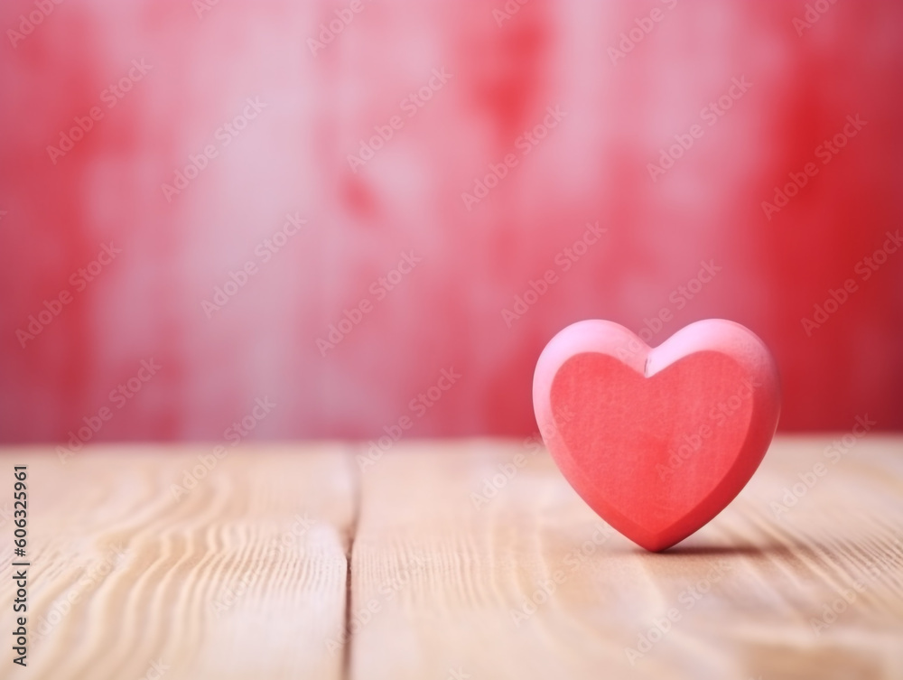 Romantic pink background with a heart on the wooden Romantic pink background with a heart on the wooden