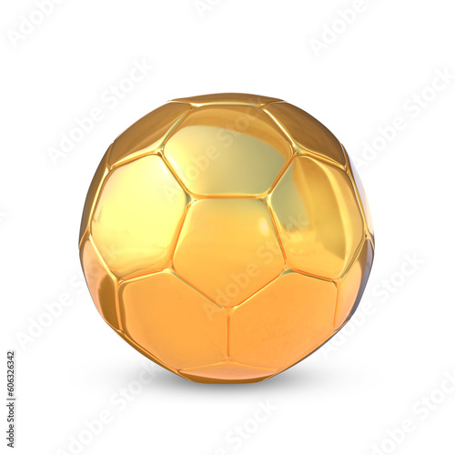 3D Rendering Golden Soccer Ball Isolated On Transparent Background, PNG File Add