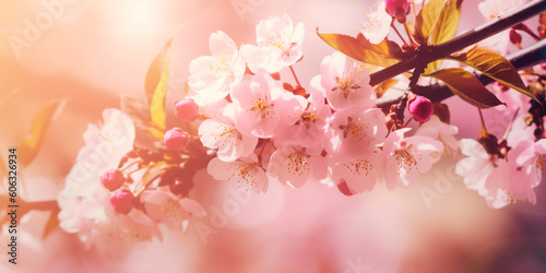 Cherry blossoms background created using generative AI tools