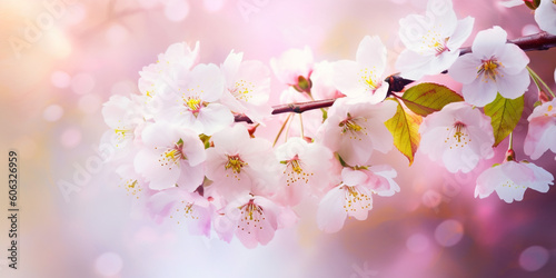 Cherry blossoms background created using generative AI tools