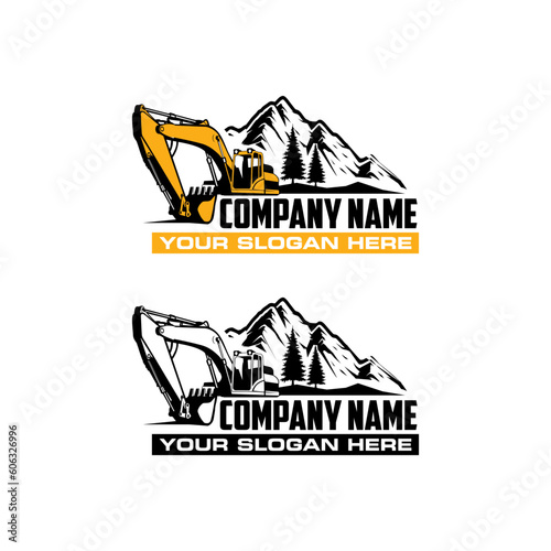 Excavator logo designs concept vector illustration 03