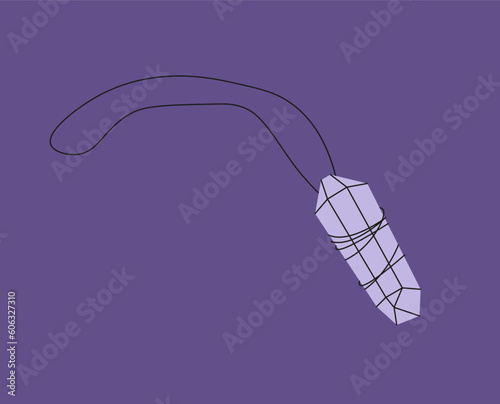 Esoteric crystal concept. Magic stone, aesthetics and elegance, decoration. Sticker for social networks and messengers. Cartoon flat vector illustration isolated on violet background