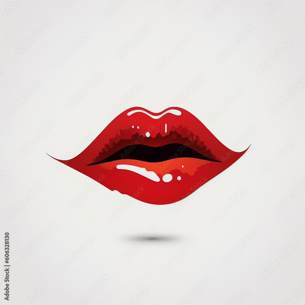 Open Mouth with redcolor paint flow Lips Open Mouth with redcolor paint flow Lips