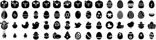Set Of Chick Icons Isolated Silhouette Solid Icon With Animal, Yellow, Baby, Cute, Bird, Chick, Chicken Infographic Simple Vector Illustration Logo
