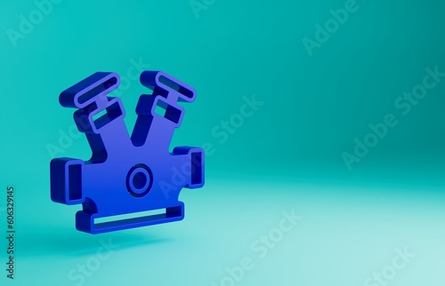 Blue Fire hydrant icon isolated on blue background. Minimalism concept. 3D render illustration