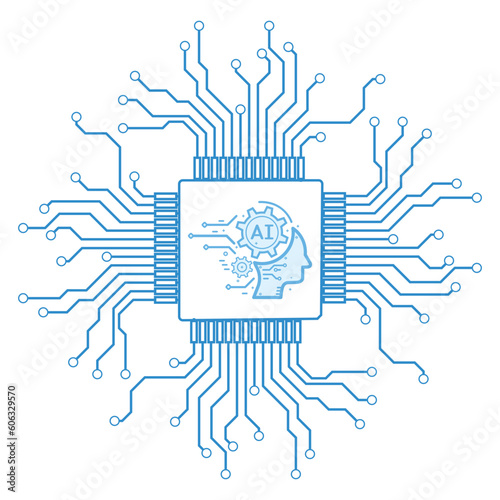 chip Ai tech, icon graphic Global Internet connect with artificial intelligence, Futuristic technology transformation. on white background, use for your design.