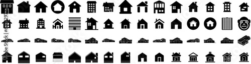 Set Of Dwelling Icons Isolated Silhouette Solid Icon With Real, Estate, Building, Home, Dwelling, House, Property Infographic Simple Vector Illustration Logo