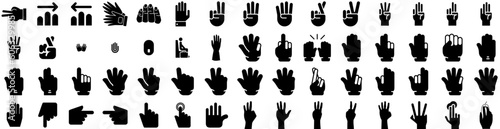 Set Of Fingers Icons Isolated Silhouette Solid Icon With Touch, Isolated, Sign, Finger, Point, Hand, Symbol Infographic Simple Vector Illustration Logo