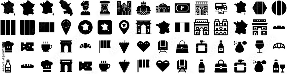 Set Of France Icons Isolated Silhouette Solid Icon With National, Symbol, Background, French, France, Flag, Country Infographic Simple Vector Illustration Logo Set Of France Icons Isolated Silhouette Solid Icon With National, Symbol, Background, French, France, Flag, Country Infographic Simple Vector Illustration Logo