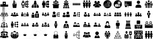 Set Of Leader Icons Isolated Silhouette Solid Icon With Career, Leader, Group, Business, Leadership, Success, Manager Infographic Simple Vector Illustration Logo