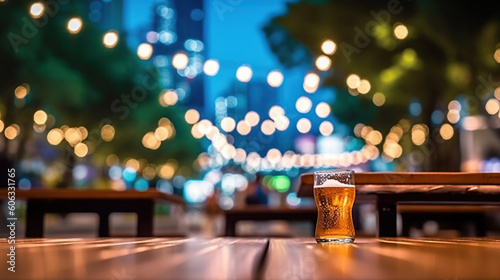Bokeh background of Street Bar beer restaurant  outdoor in asia. Generative Ai