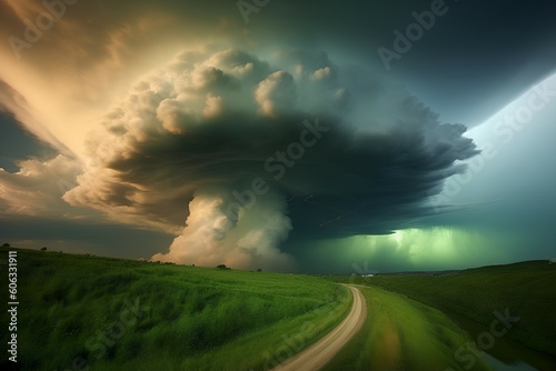 A natural phenomenon in beautiful light: imposing thunderclouds, Generative AI © spreephoto