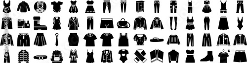 Set Of Outfit Icons Isolated Silhouette Solid Icon With Fashion  Casual  Woman  Style  Girl  Outfit  Female Infographic Simple Vector Illustration Logo