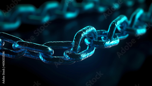 a dark background with bluecolored chains on it photo