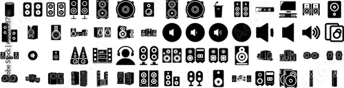 Set Of Speakers Icons Isolated Silhouette Solid Icon With Presentation, Modern, Speech, Conference, Speaker, Public, Business Infographic Simple Vector Illustration Logo