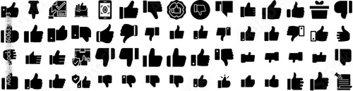 Set Of Thumb Icons Isolated Silhouette Solid Icon With Symbol, Finger, Thumb, Icon, Up, Hand, Good Infographic Simple Vector Illustration Logo