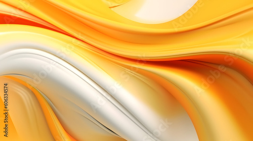 Abstract wavy background. Orange, yellow, white color. AI generated