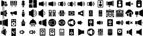 Set Of Speaker Icons Isolated Silhouette Solid Icon With Speaker, Conference, Speech, Modern, Presentation, Public, Business Infographic Simple Vector Illustration Logo