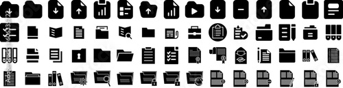 Set Of Document Icons Isolated Silhouette Solid Icon With Folder, Concept, Office, Business, Document, Information, File Infographic Simple Vector Illustration Logo