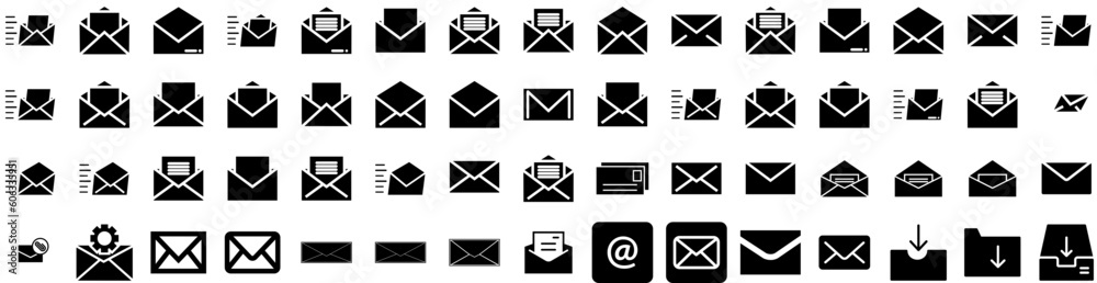 Set Of Email Icons Isolated Silhouette Solid Icon With Internet, Email, Message, Vector, Mail, Business, Web Infographic Simple Vector Illustration Logo Set Of Email Icons Isolated Silhouette Solid Icon With Internet, Email, Message, Vector, Mail, Business, Web Infographic Simple Vector Illustration Logo