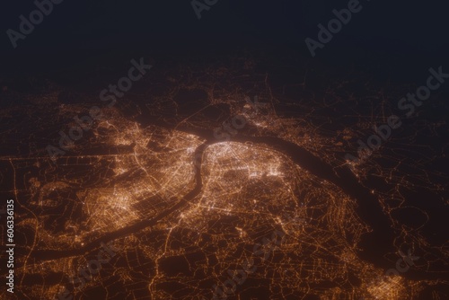 Canvas Print Aerial shot of Nizhny Novgorod (Russia) at night, view from south