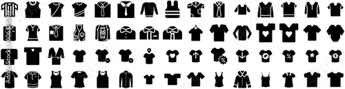 Set Of Shirt Icons Isolated Silhouette Solid Icon With Shirt  White  Front  Design  Template  Casual  Clothing Infographic Simple Vector Illustration Logo