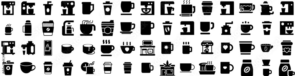Set Of Coffee Icons Isolated Silhouette Solid Icon With Background, Drink, Espresso, Black, Beverage, Cafe, Coffee Infographic Simple Vector Illustration Logo Set Of Coffee Icons Isolated Silhouette Solid Icon With Background, Drink, Espresso, Black, Beverage, Cafe, Coffee Infographic Simple Vector Illustration Logo