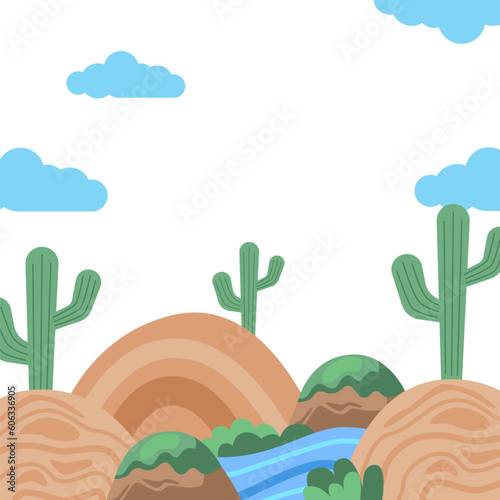 desert oasis nature landscape playful whimsical background for cute children