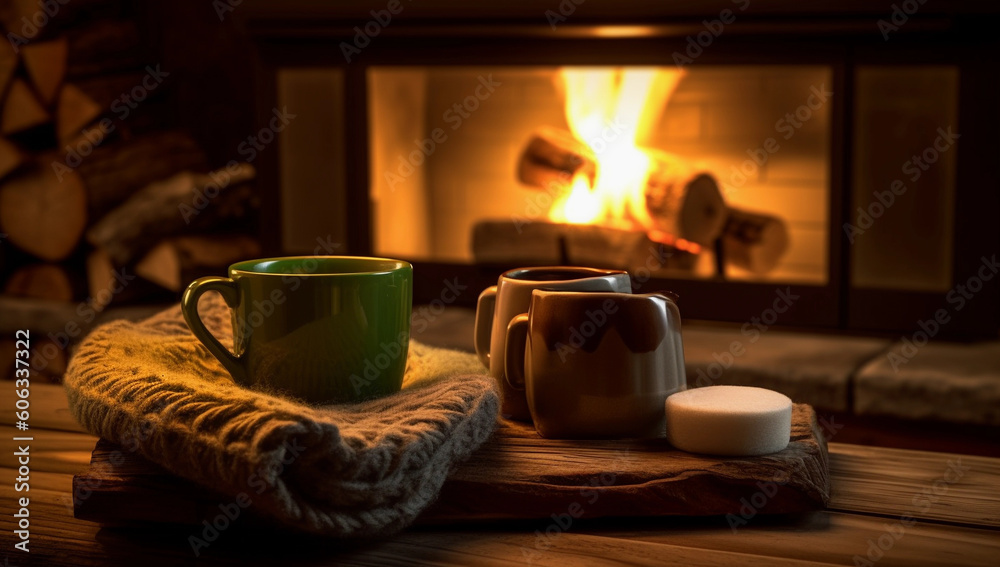 cold evening by the fireplace