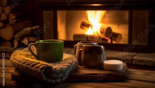 cold evening by the fireplace