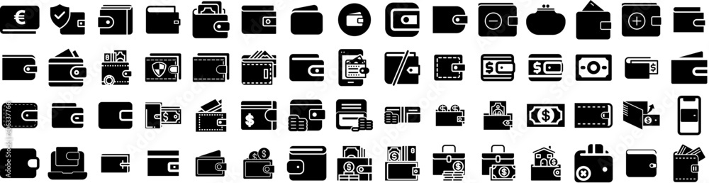 Set Of Wallet Icons Isolated Silhouette Solid Icon With Financial, Money, Bank, Wallet, Finance, Business, Payment Infographic Simple Vector Illustration Logo Set Of Wallet Icons Isolated Silhouette Solid Icon With Financial, Money, Bank, Wallet, Finance, Business, Payment Infographic Simple Vector Illustration Logo