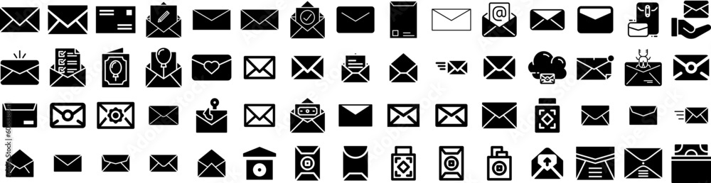 Set Of Envelope Icons Isolated Silhouette Solid Icon With Envelope, Paper, Vector, Isolated, Blank, Message, Letter Infographic Simple Vector Illustration Logo