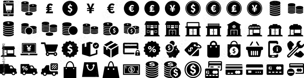 Set Of Ecommerce Icons Isolated Silhouette Solid Icon With Shop, Business, Payment, Store, Ecommerce, Online, Retail Infographic Simple Vector Illustration Logo Set Of Ecommerce Icons Isolated Silhouette Solid Icon With Shop, Business, Payment, Store, Ecommerce, Online, Retail Infographic Simple Vector Illustration Logo