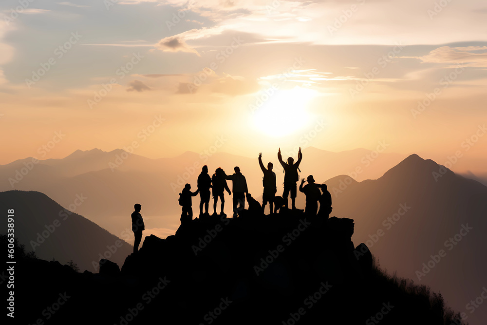 group of young people on the top of a mountain