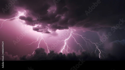 lightning storms in the sky with purple clouds