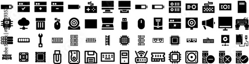 Set Of Hardware Icons Isolated Silhouette Solid Icon With Equipment, Retail, Hardware, Repair, Tool, Store, Shop Infographic Simple Vector Illustration Logo