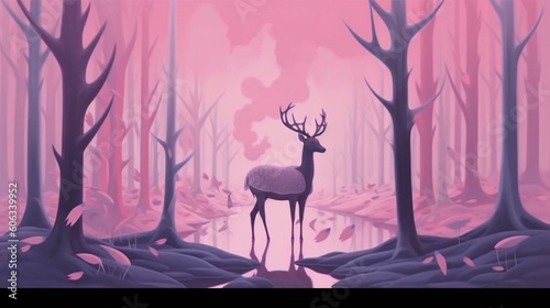 Soothing background depicting magical creatures in a dreamlike setting. Generative IA