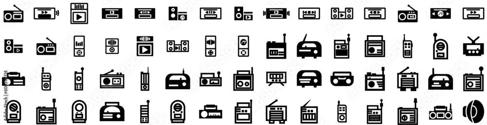 Set Of Music Icons Isolated Silhouette Solid Icon With Note, Music, Musical, Sound, Melody, Illustration, Vector Infographic Simple Vector Illustration Logo