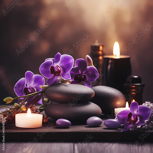 spa rocks with candles