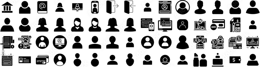 Set Of Account Icons Isolated Silhouette Solid Icon With Account, Business, Concept, Technology, Background, Finance, People Infographic Simple Vector Illustration Logo Set Of Account Icons Isolated Silhouette Solid Icon With Account, Business, Concept, Technology, Background, Finance, People Infographic Simple Vector Illustration Logo
