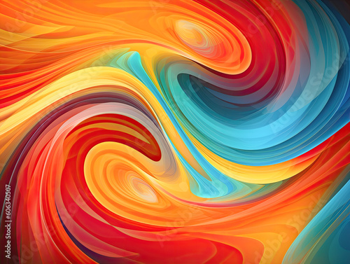 Rainbow Colors Abstract Twisted Light Fibers Illustration Background - Colorful Desktop Wallpaper Generative AI photo