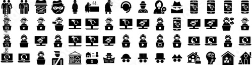 Set Of Agent Icons Isolated Silhouette Solid Icon With Investment, Agent, Woman, House, Business, Home, Couple Infographic Simple Vector Illustration Logo