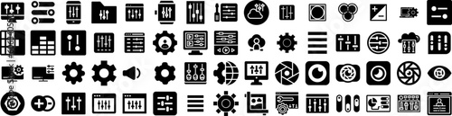 Set Of Adjustment Icons Isolated Silhouette Solid Icon With Adjustment, Button, Switch, Control, Modern, Technology, Adjust Infographic Simple Vector Illustration Logo