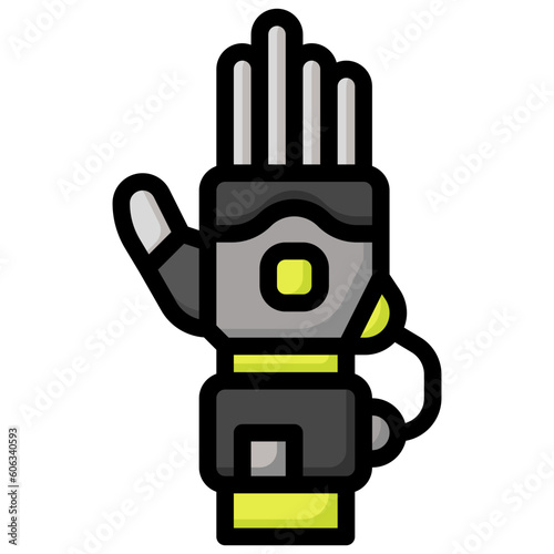 prosthetic hand filled outline icon,linear,outline,graphic,illustration