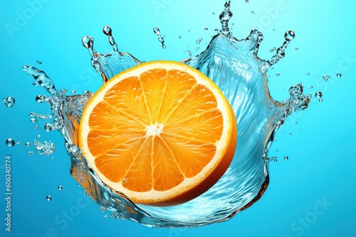 orange slice splashing in a water splash  Generative AI