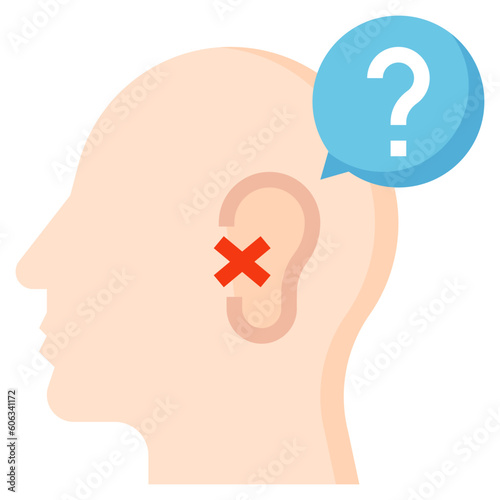 deaf flat icon,linear,outline,graphic,illustration
