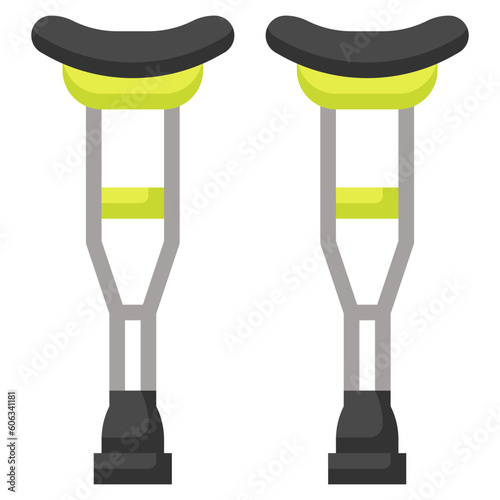 crutches flat icon,linear,outline,graphic,illustration